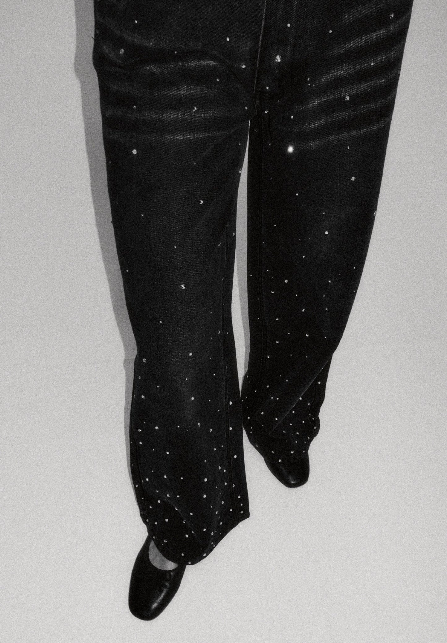 Crystallized Wide Leg Denim