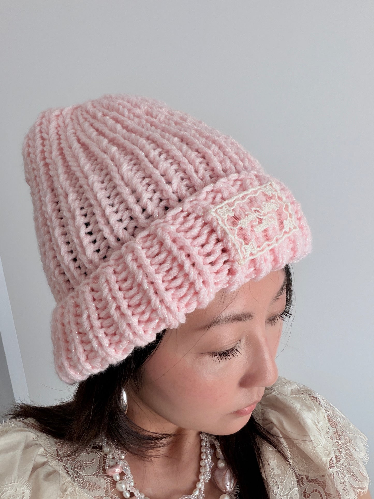 Knit Beanie (💖Pink Glitter)