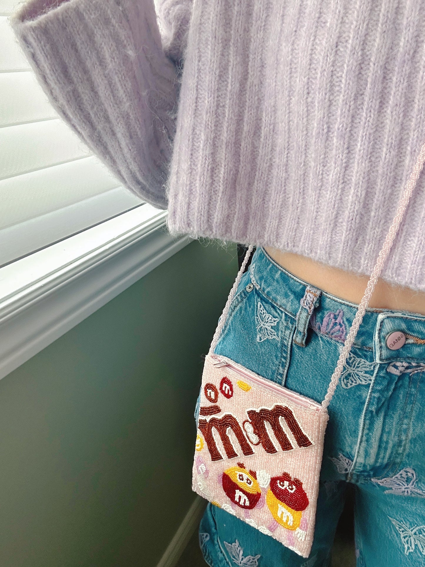 Beaded M&M Crossbody Pouch