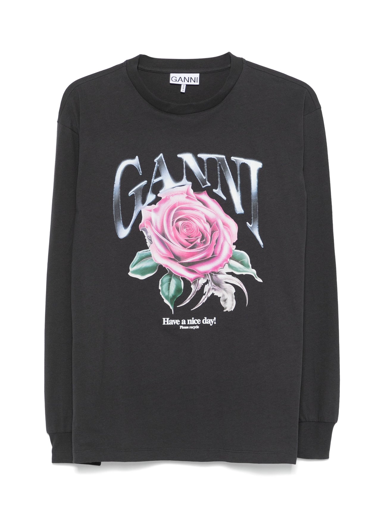 Ganni Rose Print Long T