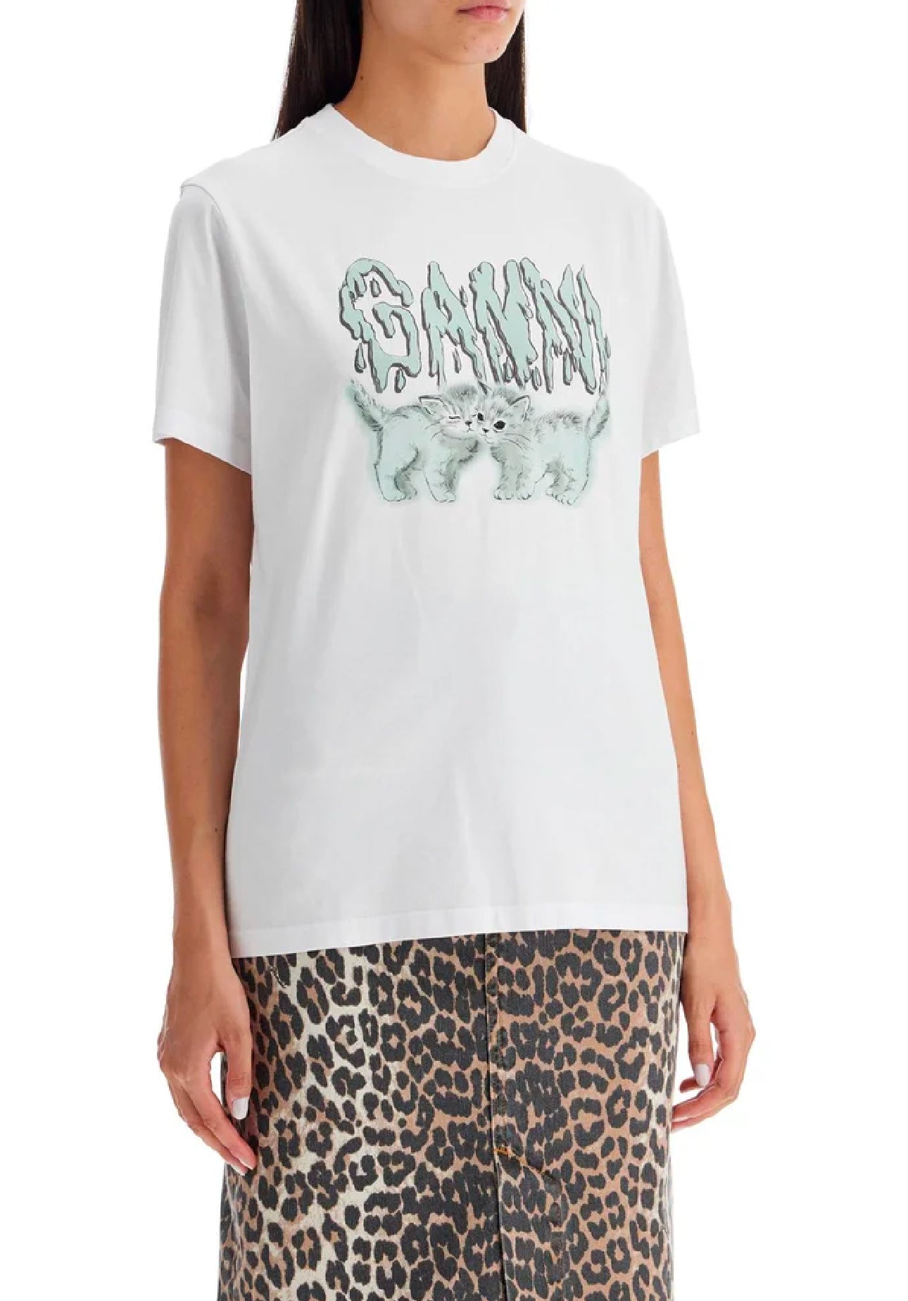 Graphic Cat Logo Printed T-Shirt