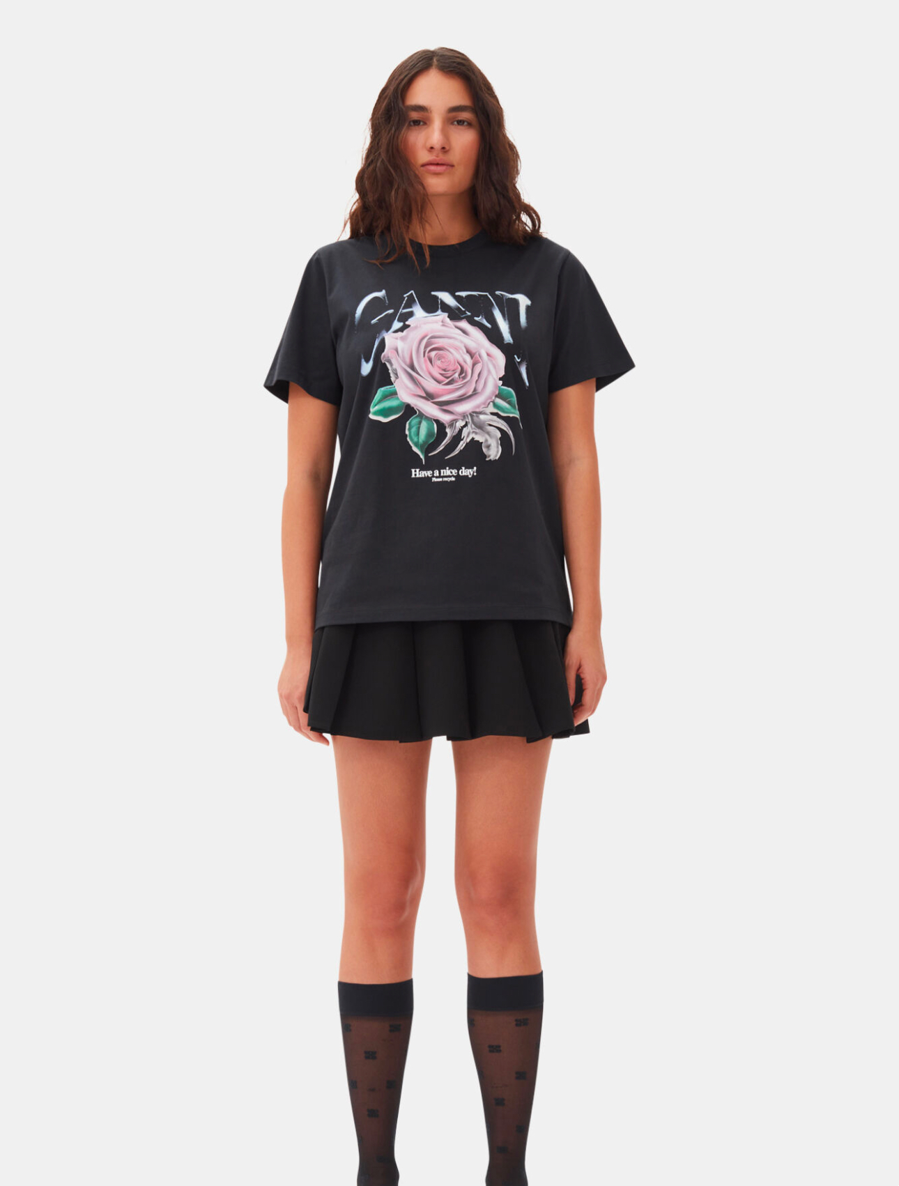 Black Basic Jersey Rose Relaxed T-shirt