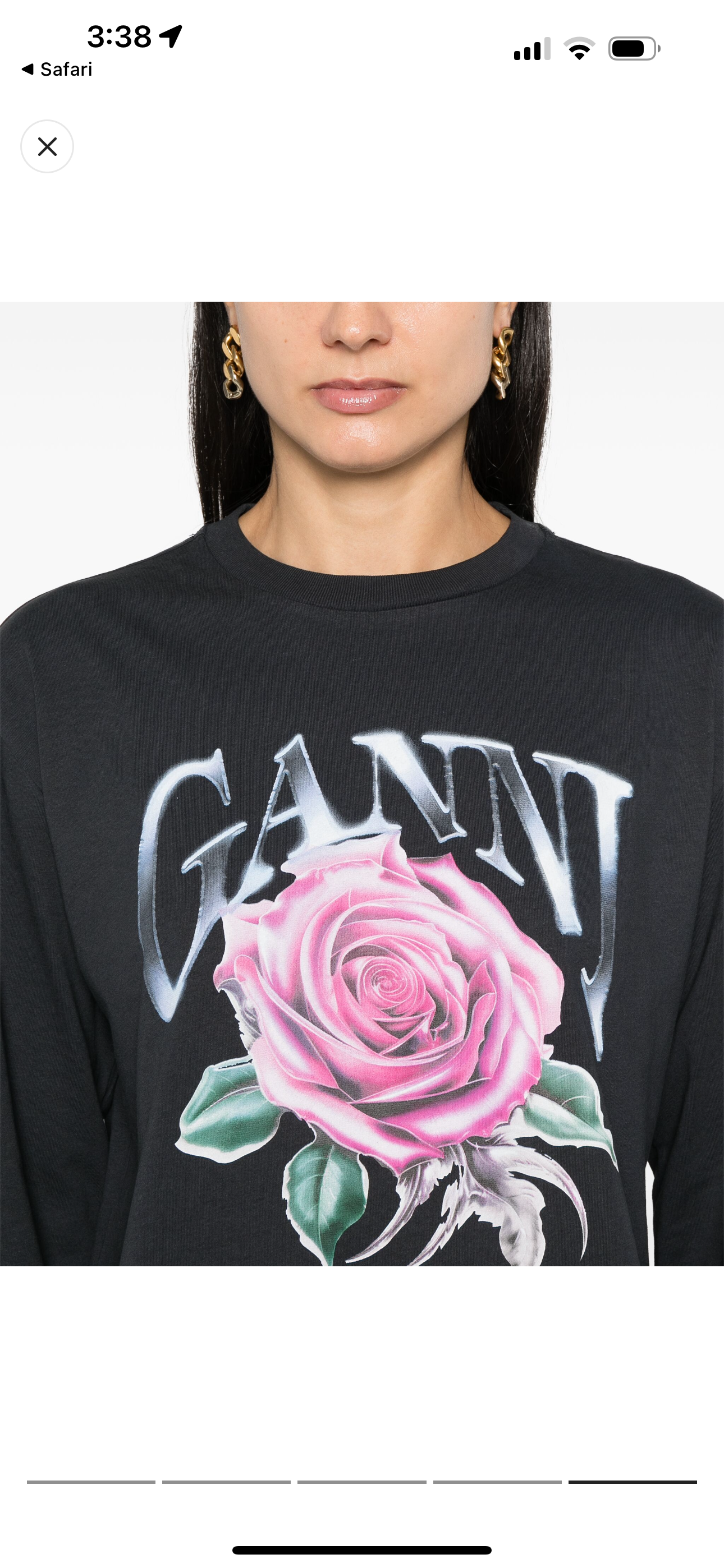 Ganni Rose Print Long T