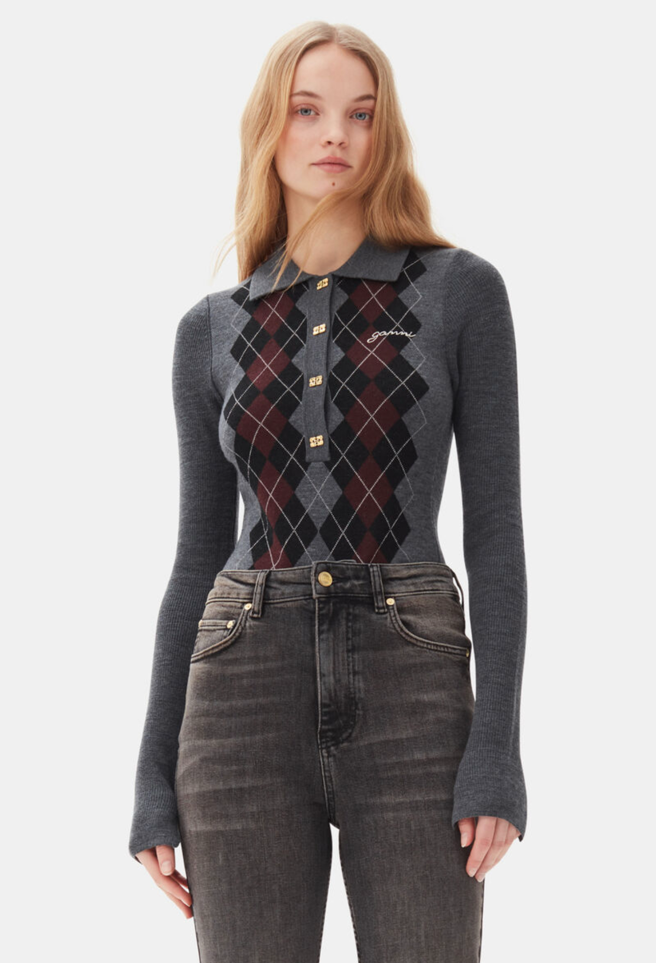 Argyle Knitted Polo