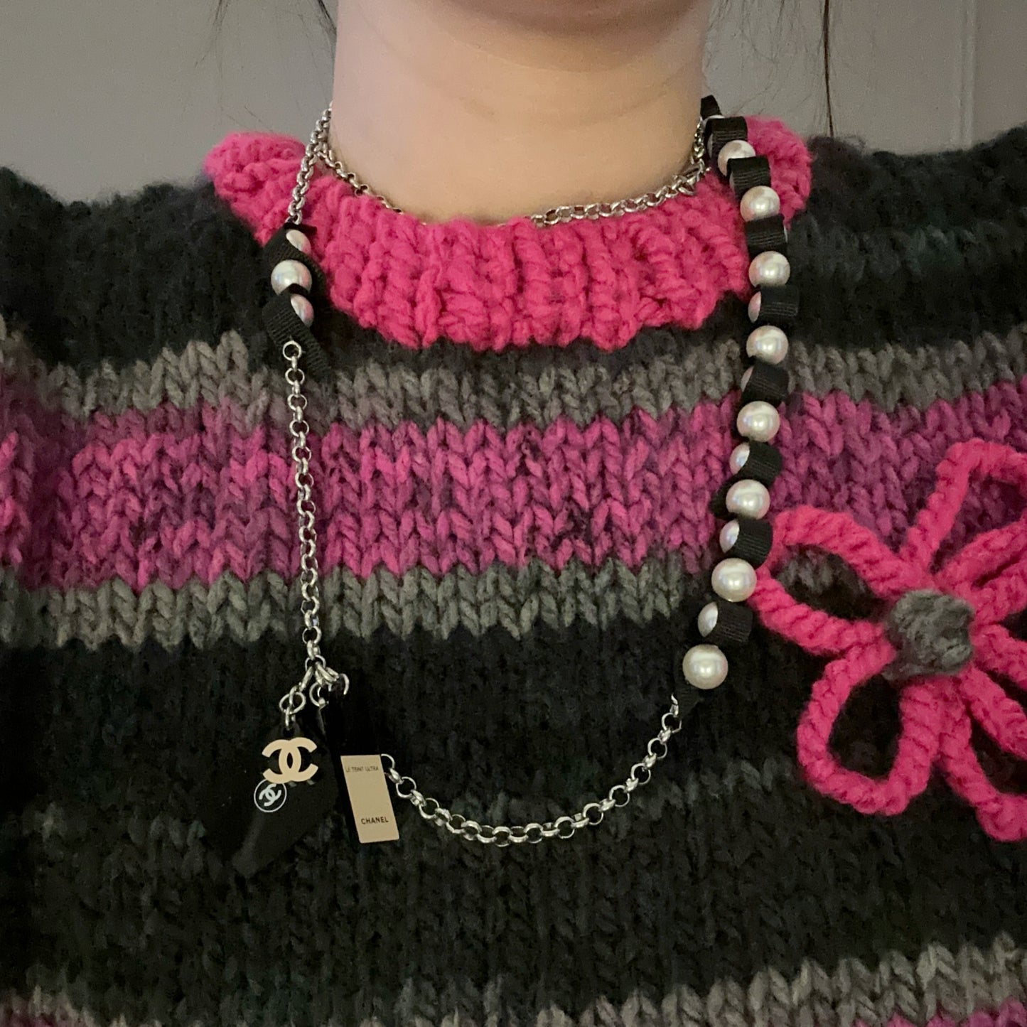 Chanel Charm Ribbon Necklace