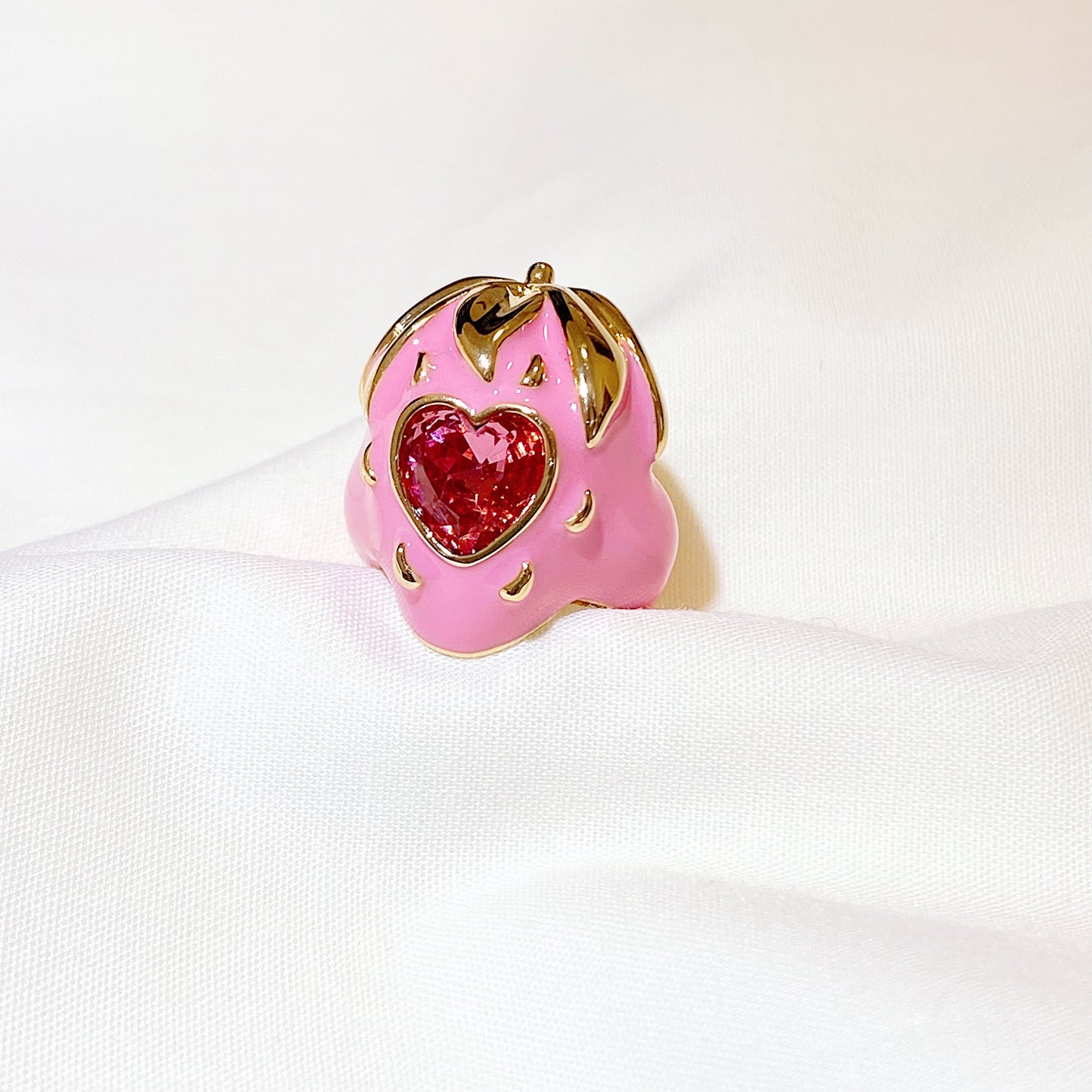 Strawberry Secret Enamel Ring