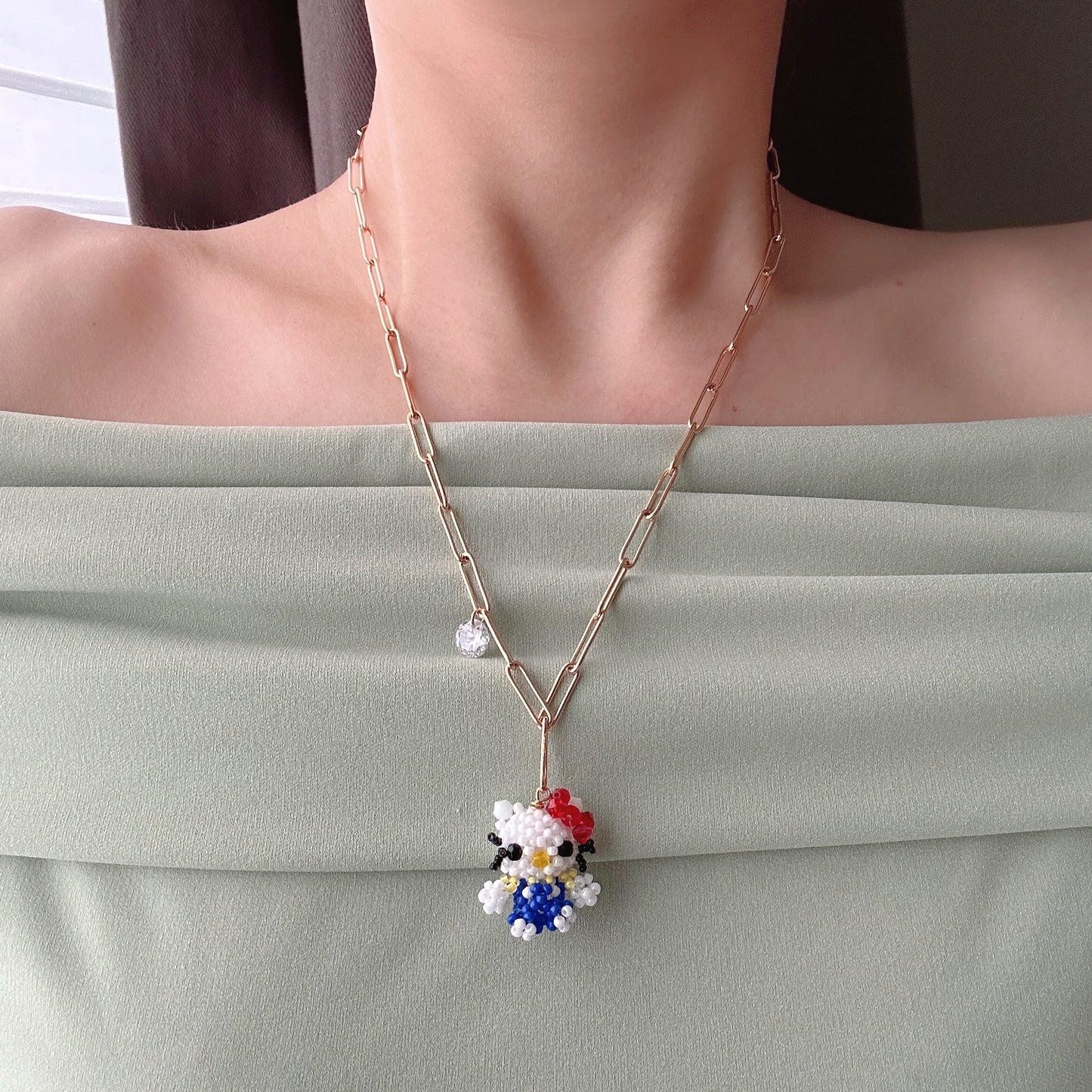 Hand beaded Hello Kitty Chain Necklace