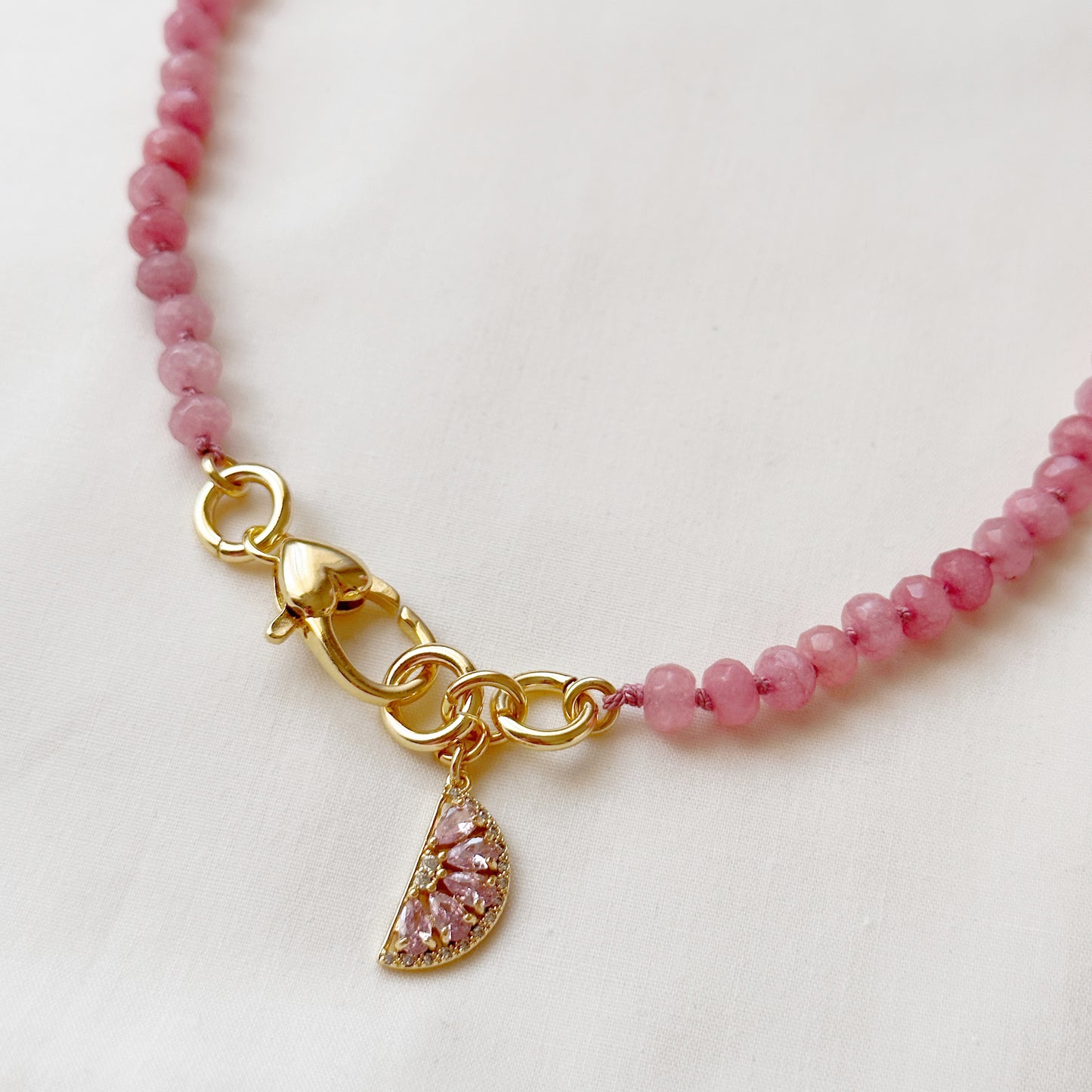 Pink Fizz Rose Quartz Hand Knotted Necklace