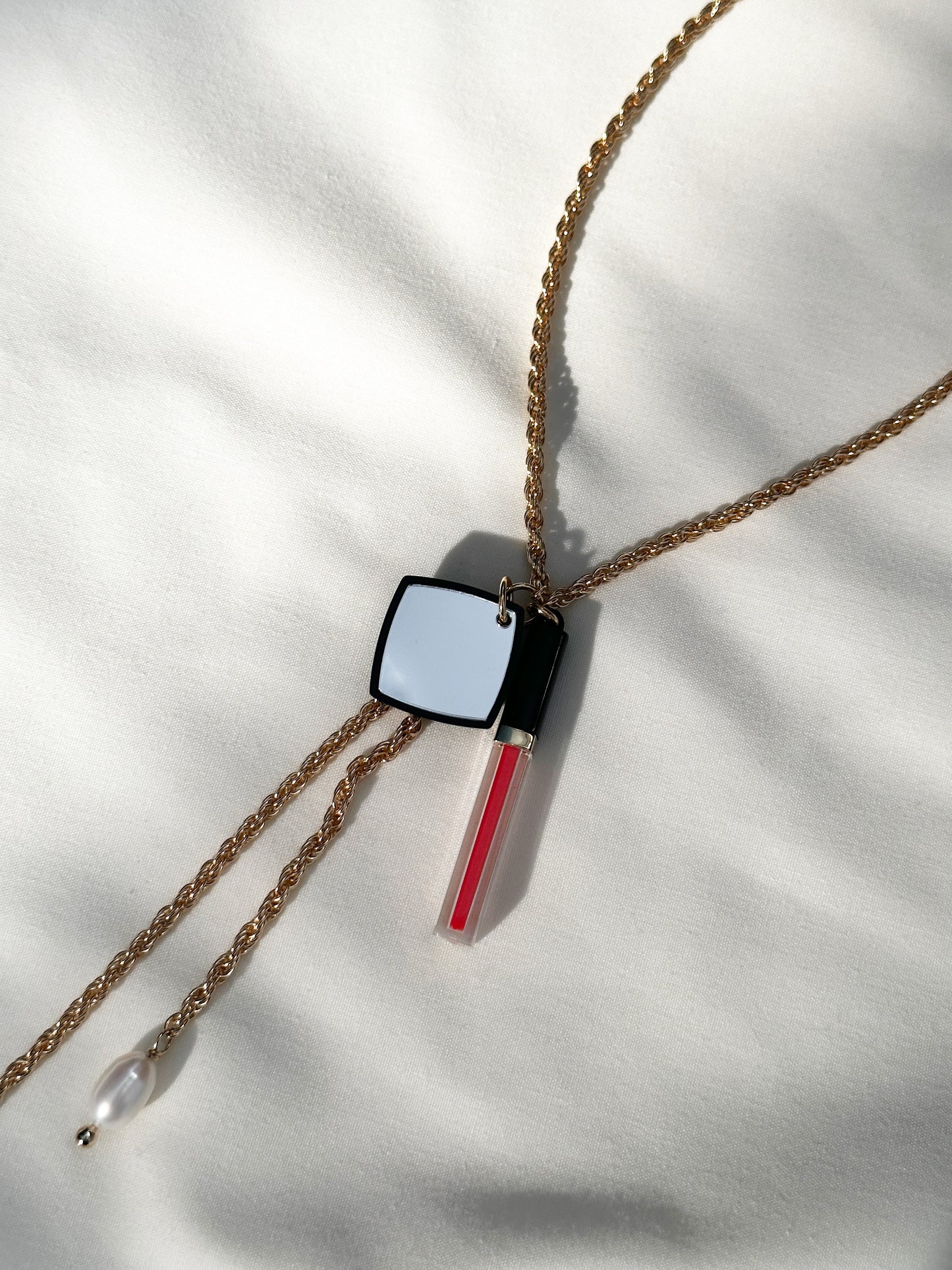 Chanel Mirror & Lipstick Long Necklace