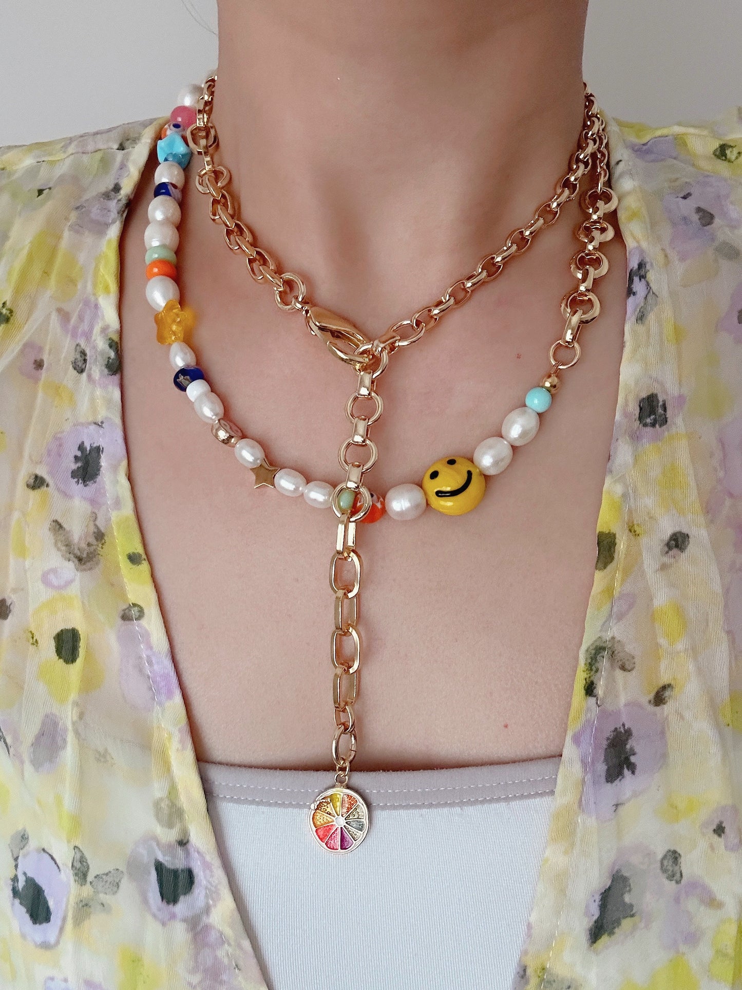 Citrus Soda Mixed Chain Necklace