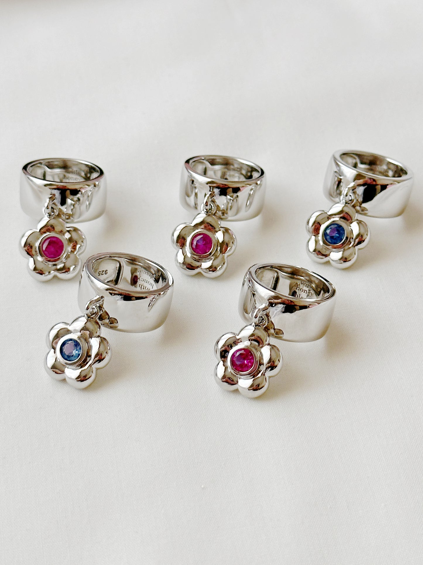 Flower Power Puff Solid Sterling Silver Ring