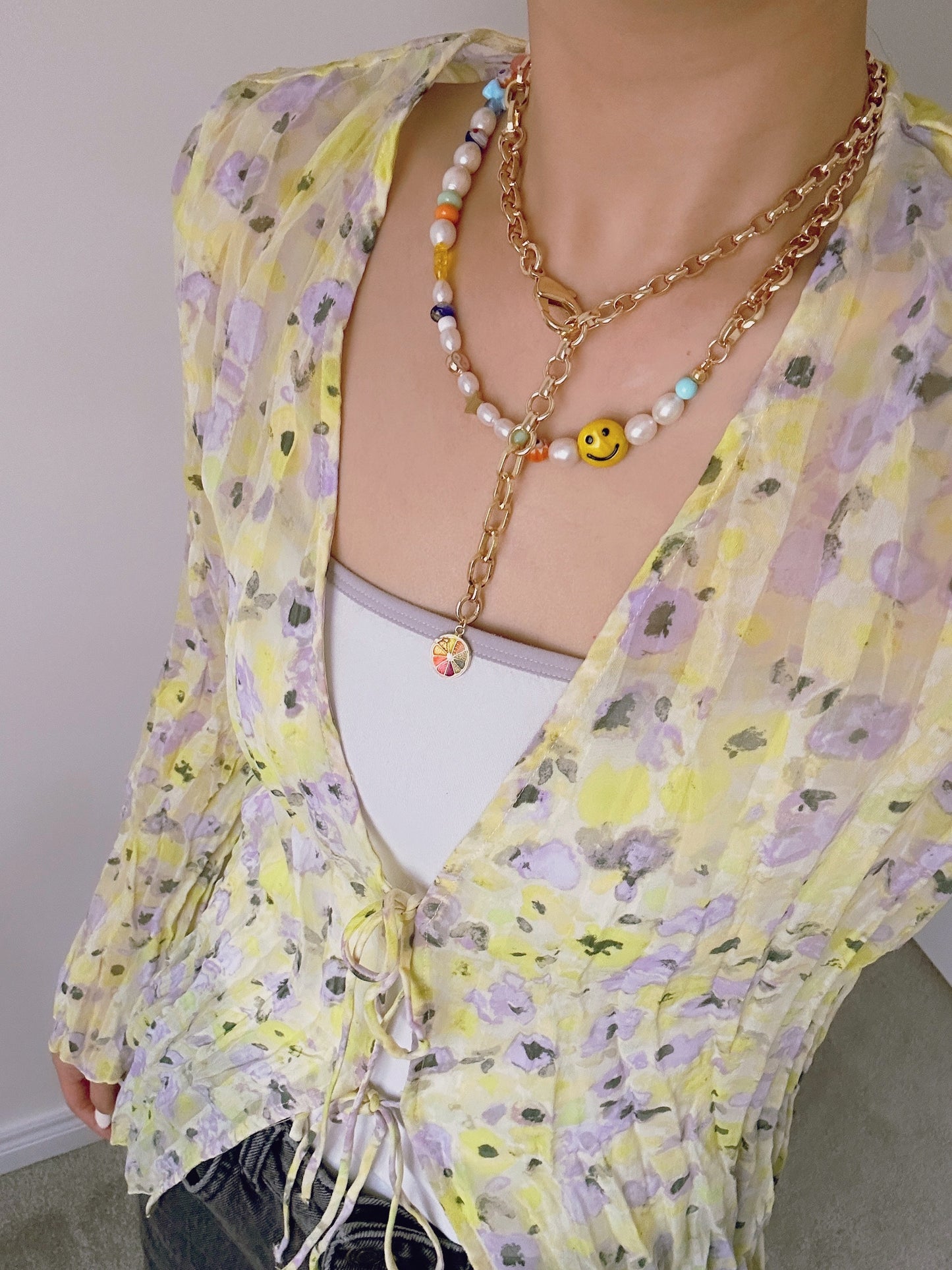 Citrus Soda Mixed Chain Necklace