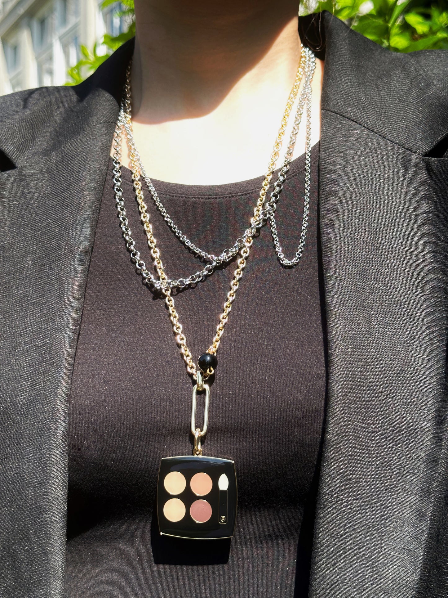 Chanel Eyeshadow Quad Charm Long Necklace