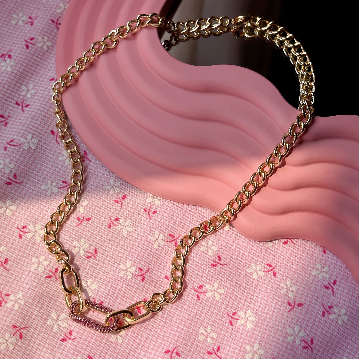 Pink Lock Necklace