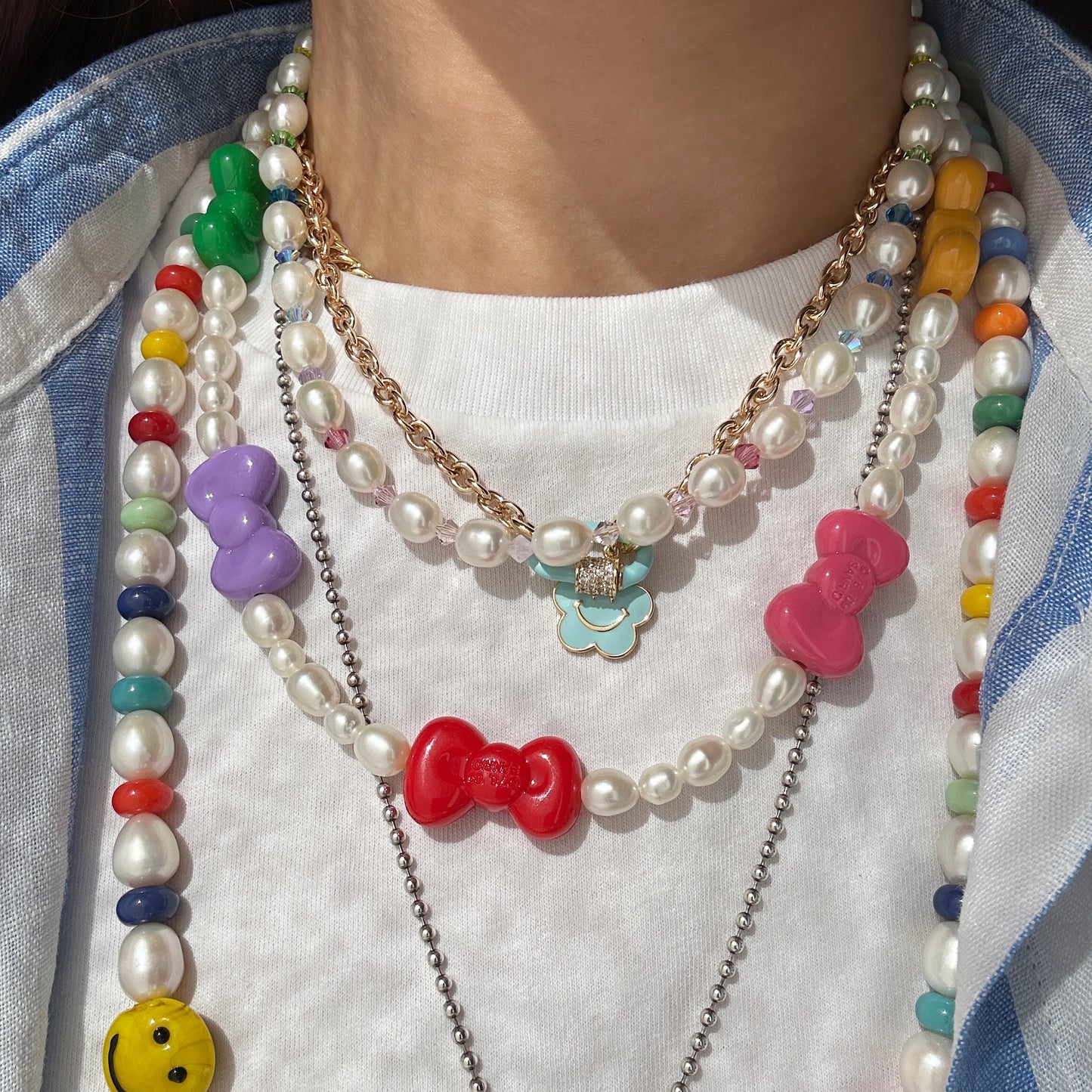 Rainbow Crystal Pearl Necklace