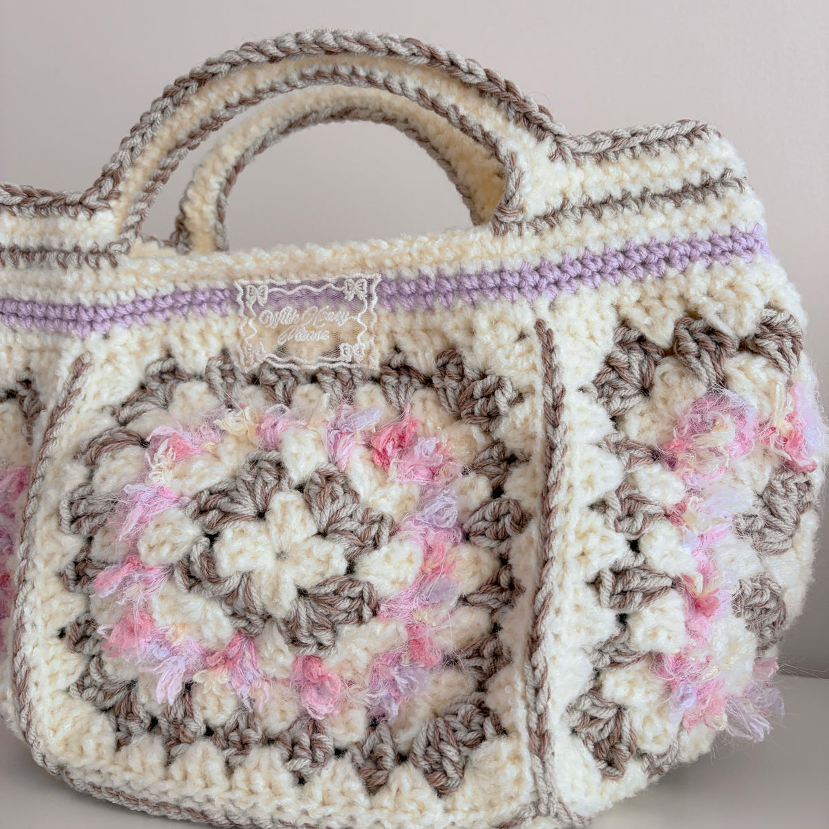 Crochet Granny Square Tote in Lavender