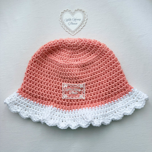 Crochet Cotton Hat in Soft Peach