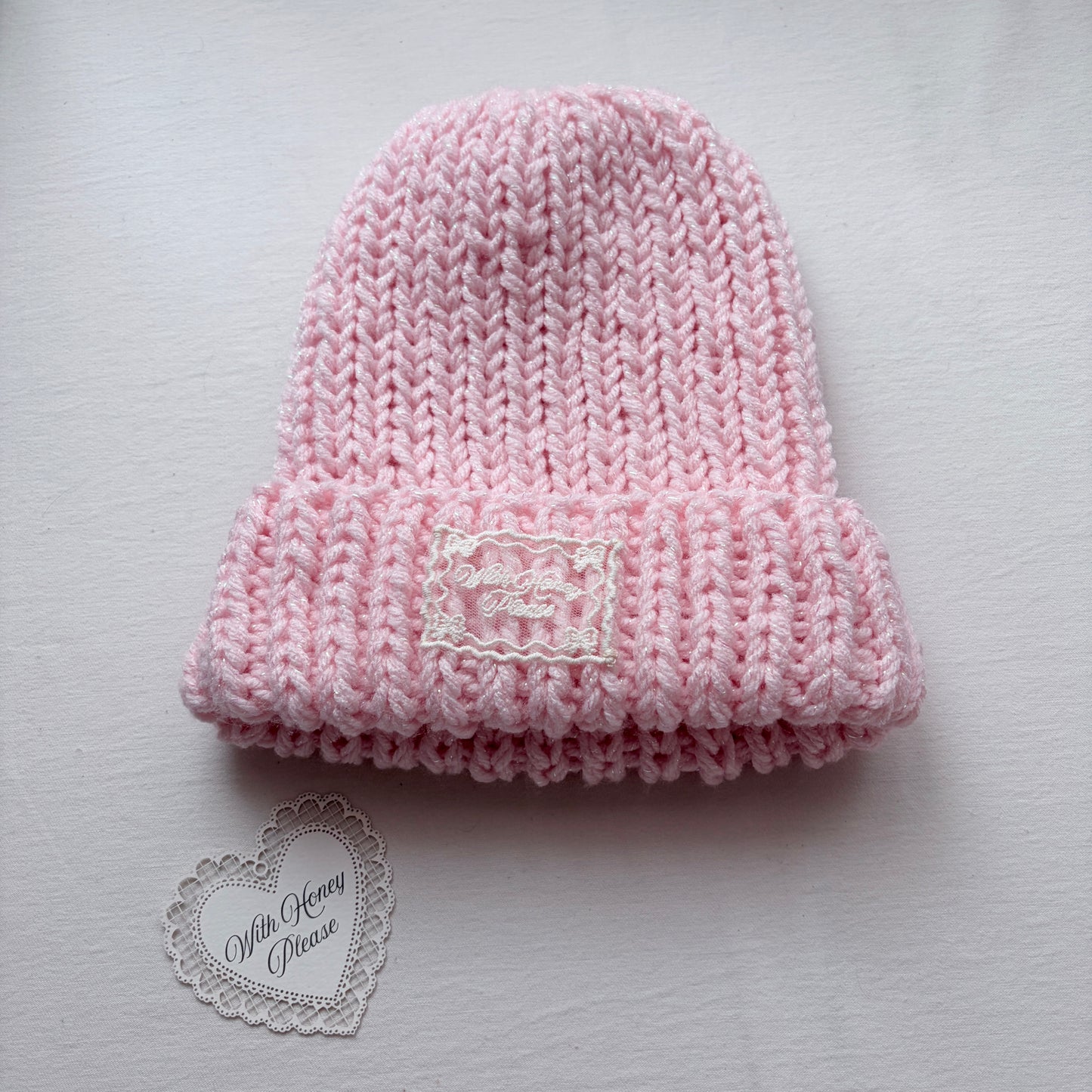 Knit Beanie (💖Pink Glitter)