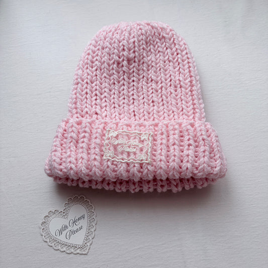 Knit Beanie (💖Pink Glitter)