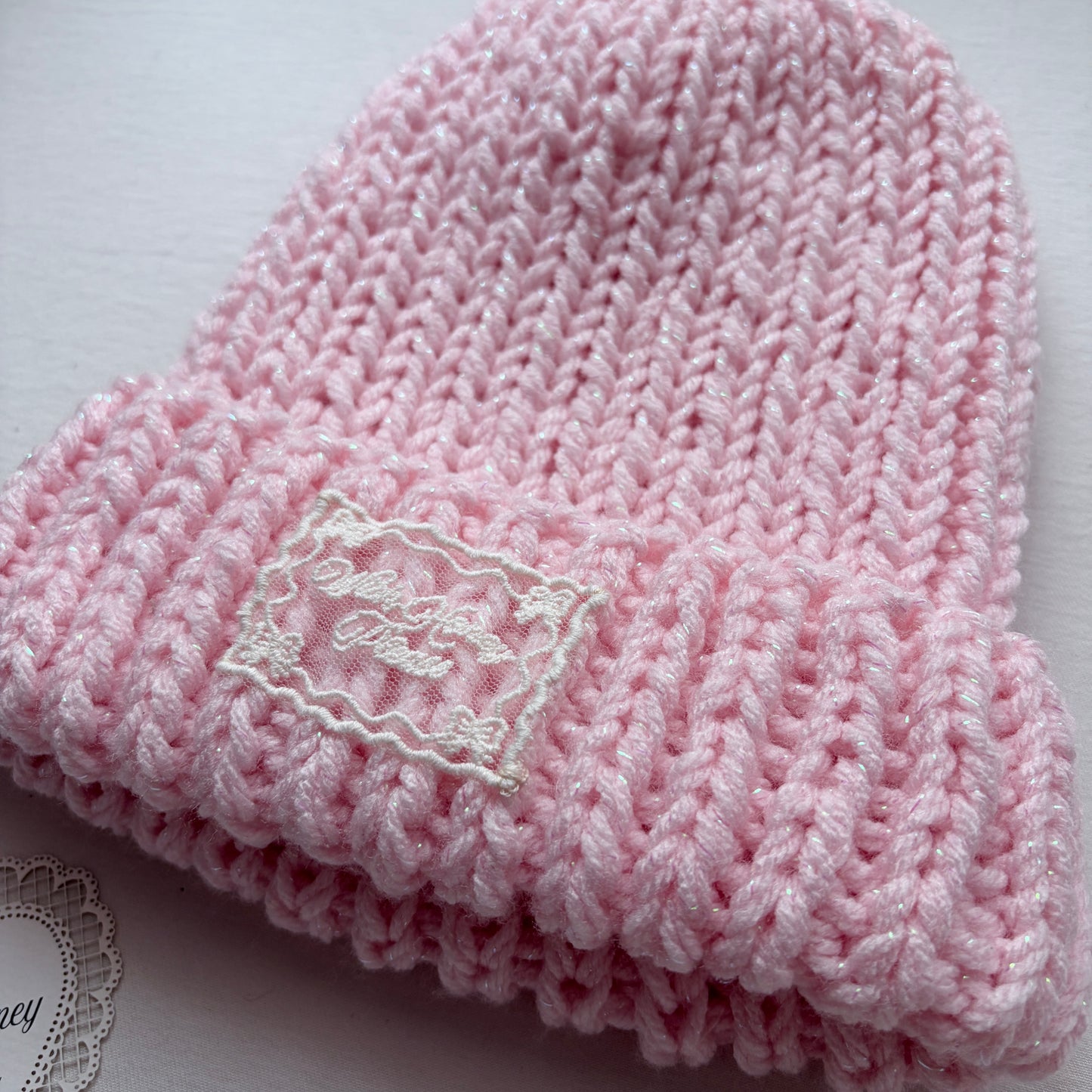 Knit Beanie (💖Pink Glitter)