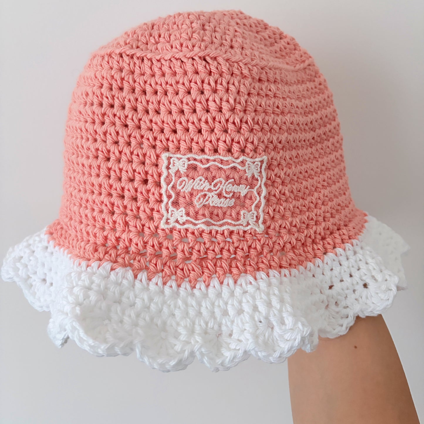 Crochet Cotton Hat in Soft Peach