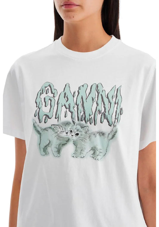 Graphic Cat Logo Printed T-Shirt