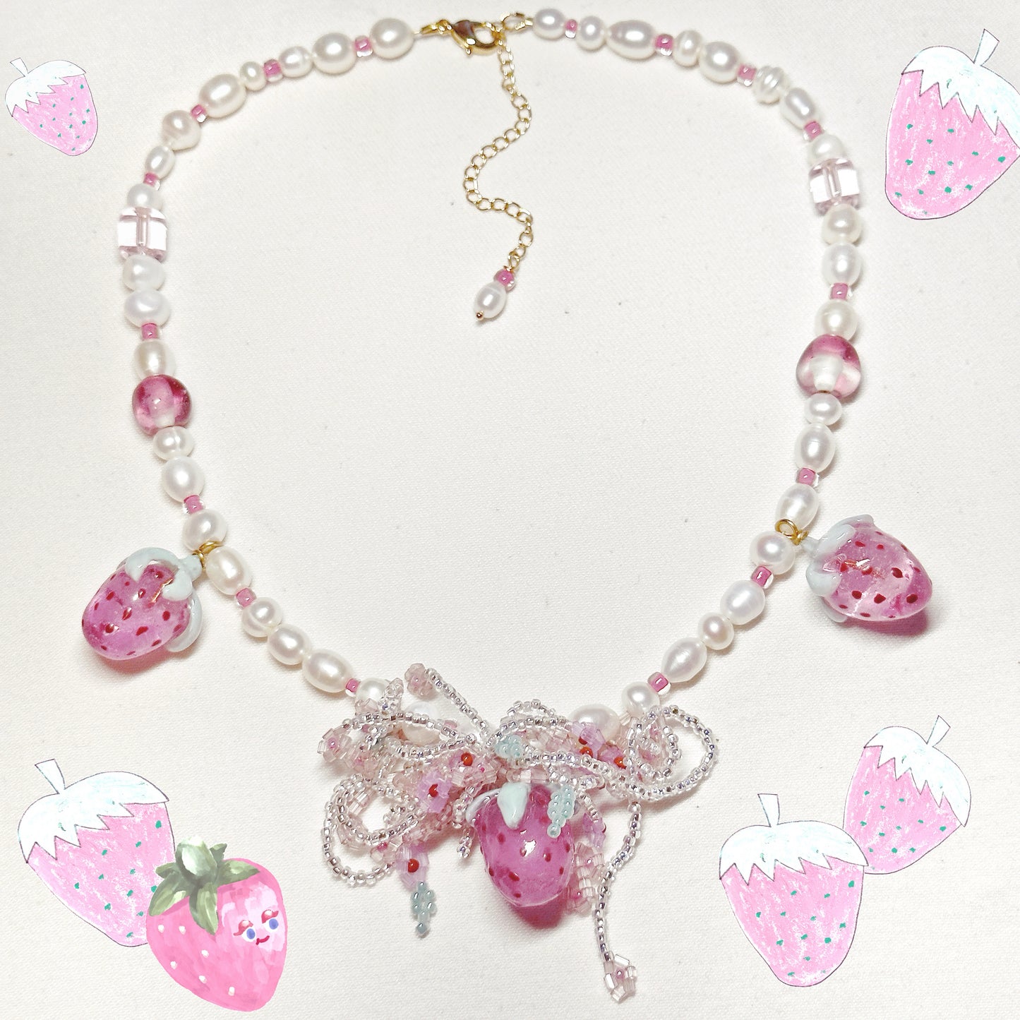 Candy Strawberry Pearl Necklace