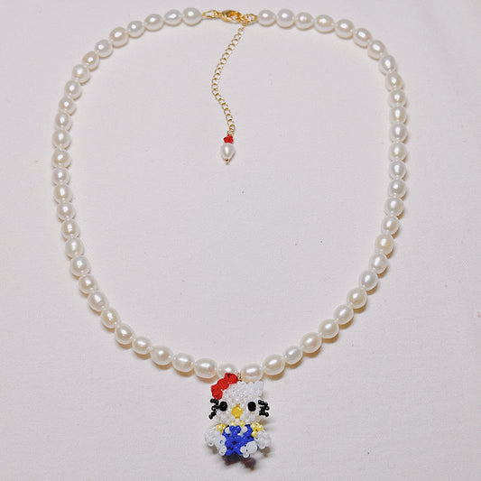 Retro Hello Kitty Pearl Necklace