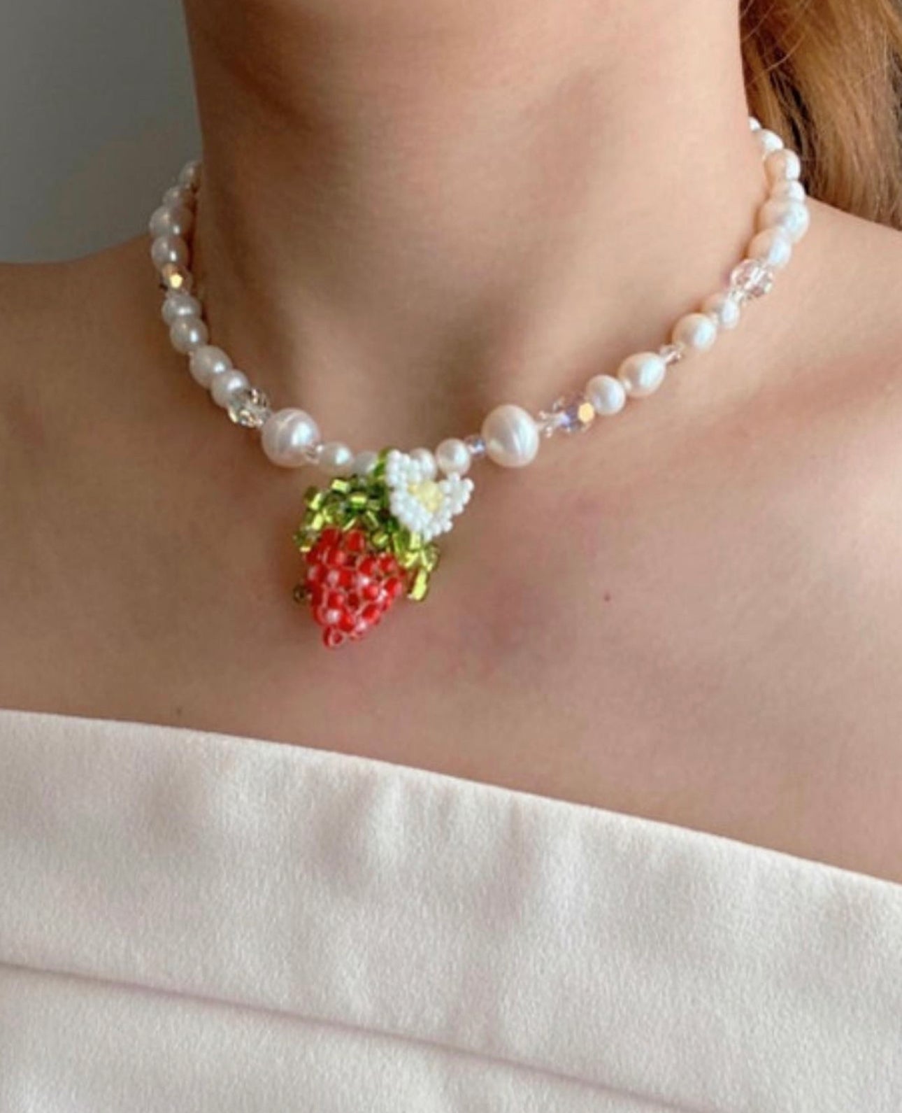 Signature Strawberry Pearl Necklace - Made to Order