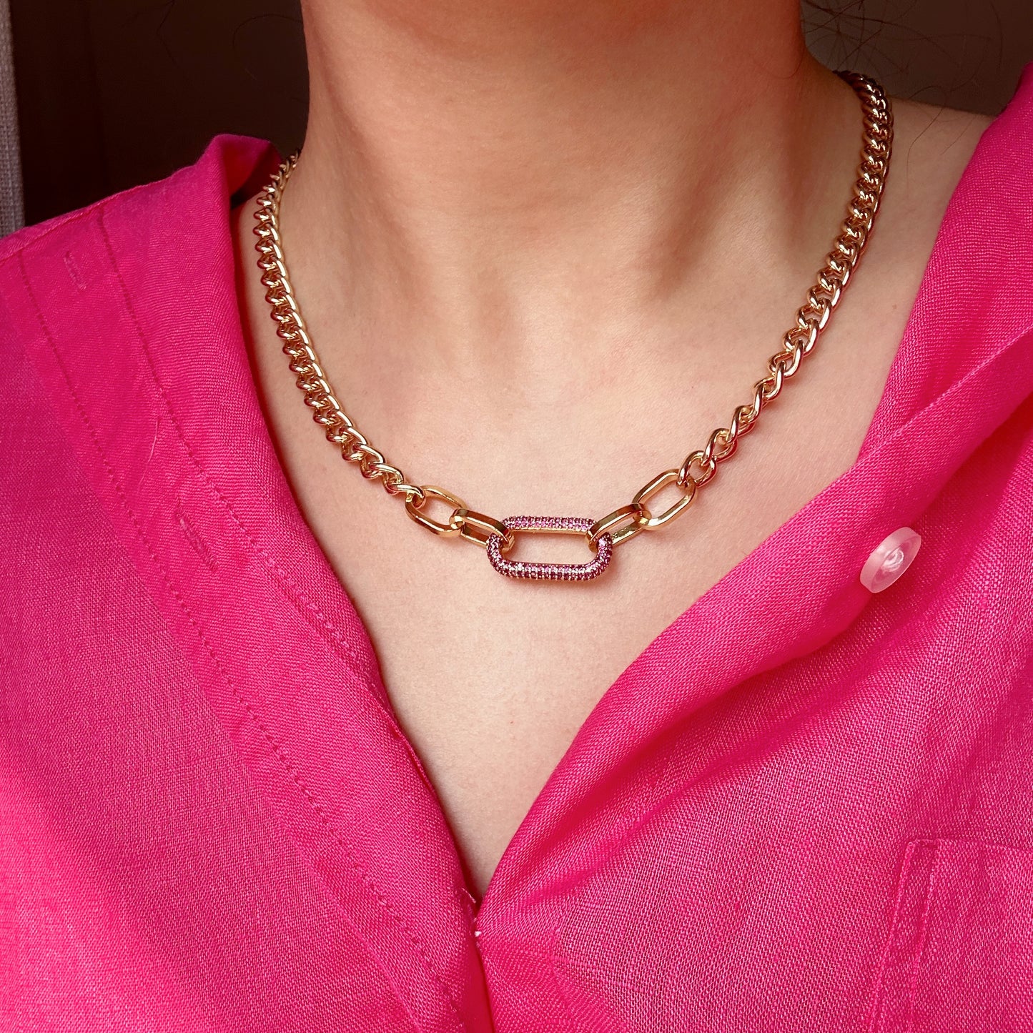 Pink Lock Necklace