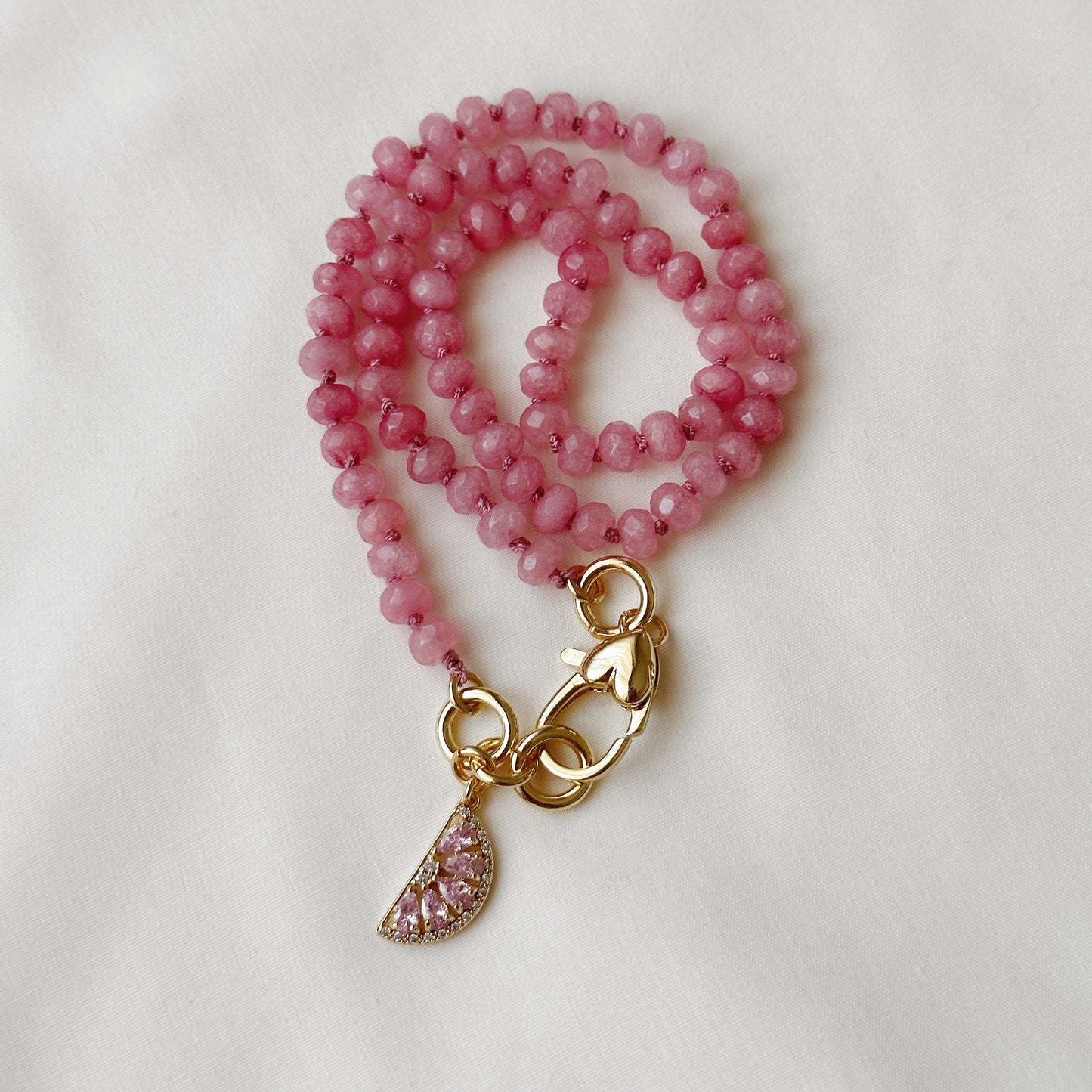 Pink Fizz Rose Quartz Hand Knotted Necklace
