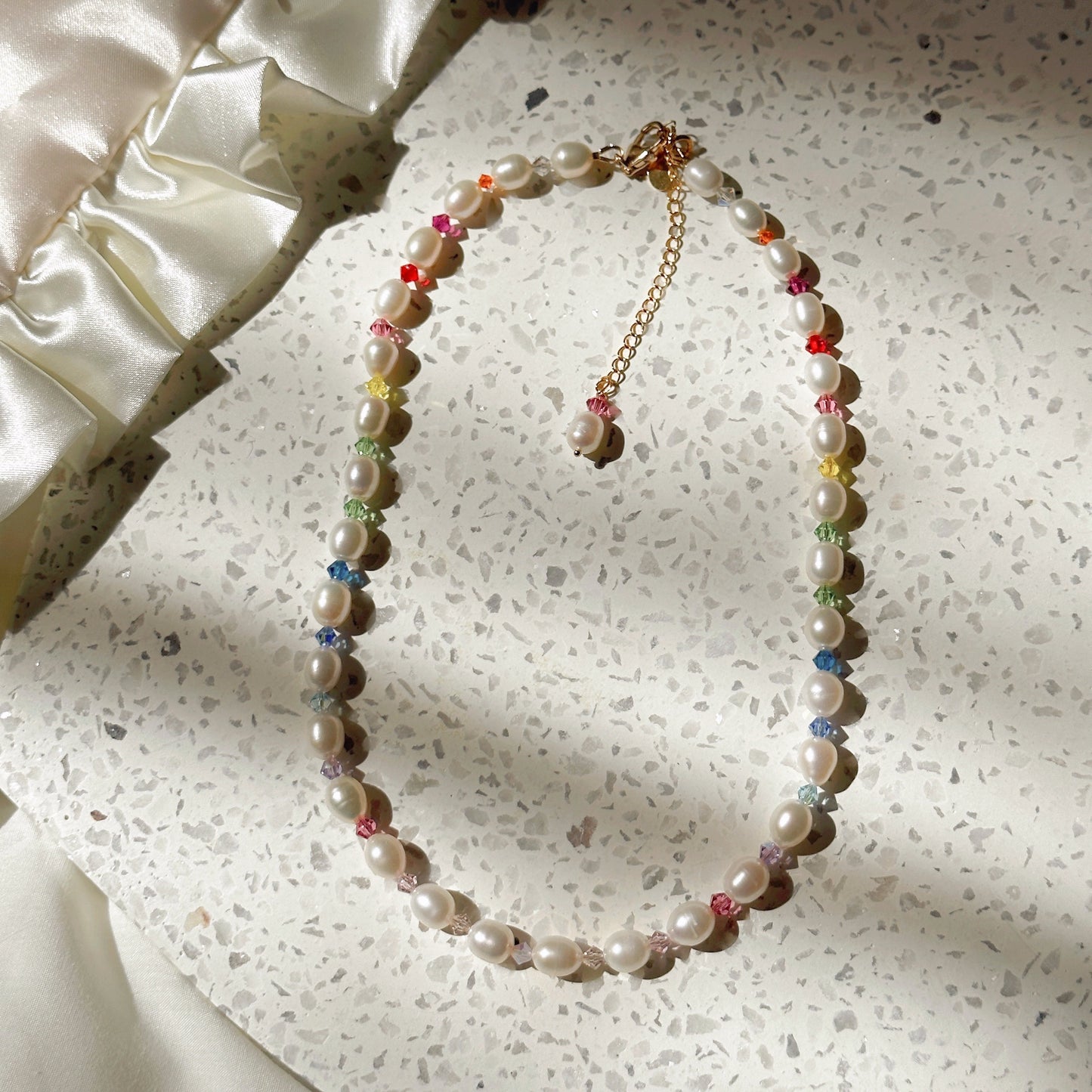 Rainbow Crystal Pearl Necklace
