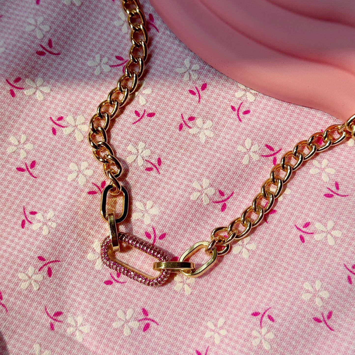 Pink Lock Necklace