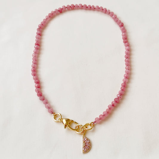 Pink Fizz Rose Quartz Hand Knotted Necklace